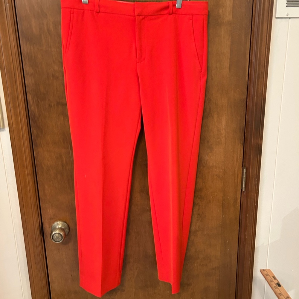 Banana Republic Red Dress Pants Flat Front Straight Leg